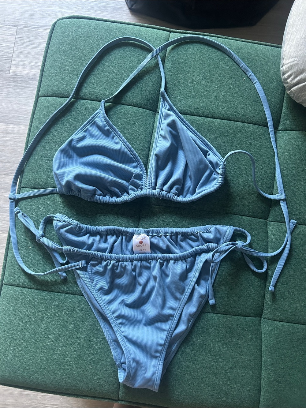 Shade & Shore Sky Blue Bikini Bottoms with Tag Detail